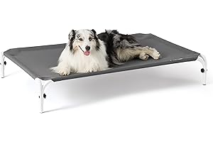 LE SURE Lesure Elevated Raised Outdoor Dog Bed - XL Cooling Dog Cot Bed Easy to Assemble, Lifted Pet Bed with Durable Breathable Teslin Mesh, Dog Hammock Bed with Non-Slip Feet, Grey 49"