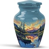 KARYLIZ Mountain Mini Keepsake Urn for Adult Male & Female - Deer Urns for Ashes Adult Female - Small Funeral Cremation Urns - Burial Ashes Holder - Human Memorial Keepsake - Tiny Urn 3 Inch