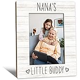 Beliran Nana Gifts Picture Frame 5x7, Nana Photo Frame, Christmas Mothers Day Birthday Gifts for NanaGrandma from Grandkids, Nana's Little Buddy Wooden Picture Photo Frames for Desk Home Room Decor