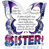 Sisters Birthday Gifts from Sister, Unique Big Sister Gifts for Mothers Day, Best Sister Ever Gift Ideas, Thank You Gifts for Bonus Sister In Law, Butterfly Desk Decor Acrylic Plaque Sign