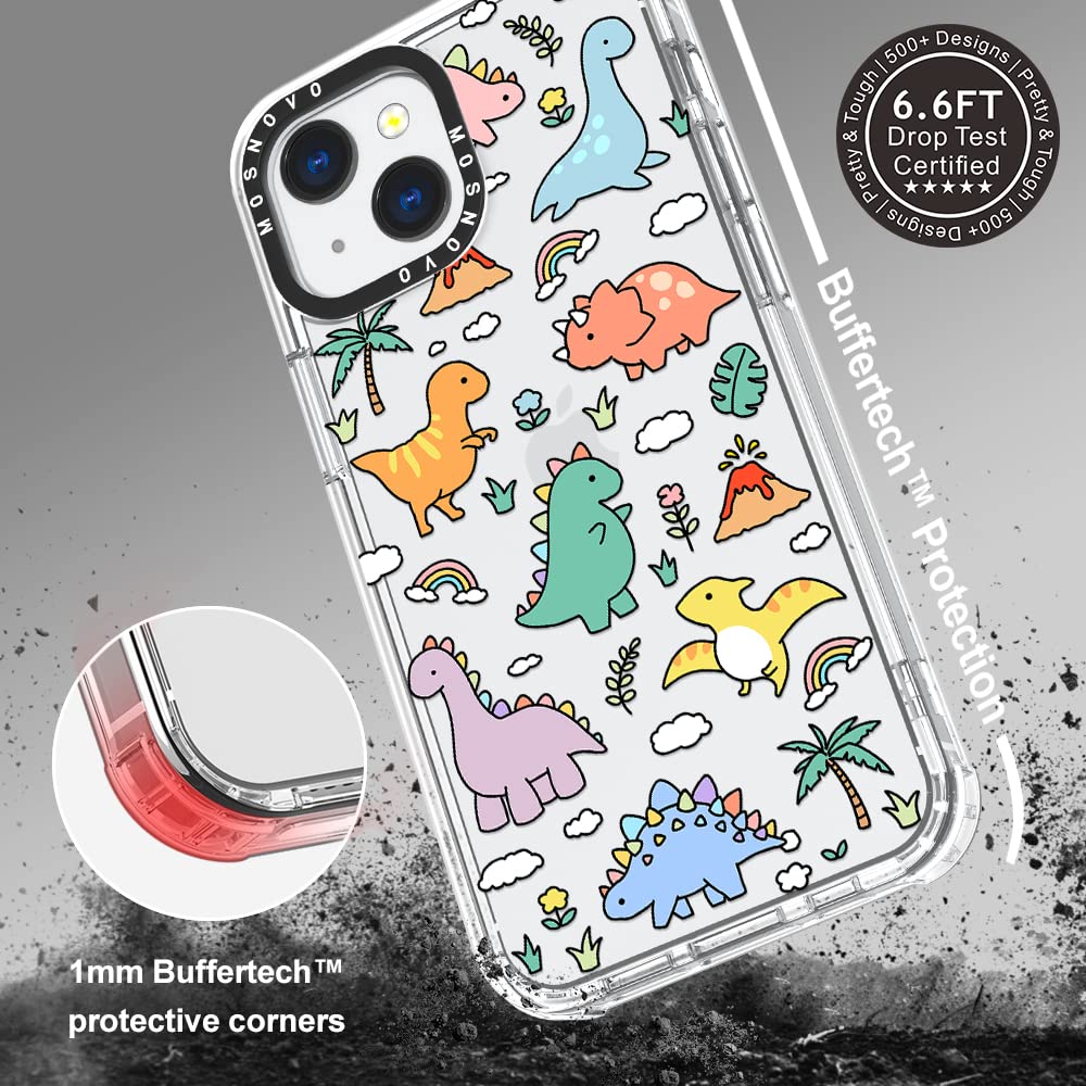 MOSNOVO Case for iPhone 13, [Buffertech 6.6ft Military-Grade Drop Protection] [Anti Peel Off Tech] Clear TPU Bumper Phone Case Cover Design - Dinosaur Land - Image 5
