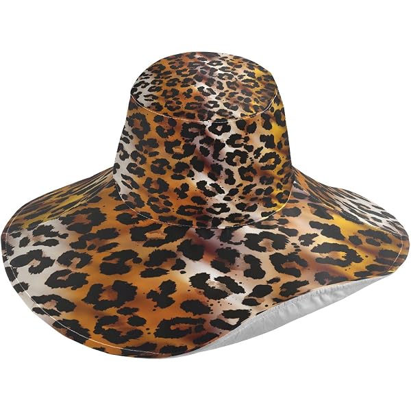MNSRUU Wide Brim Hats for Women Men Leopard Print Sun Hat  display picture 3