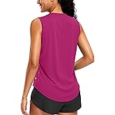 SANTINY Sleeveless Workout Tops for Women Breathable Lightweight Athletic Running Tank Tops Active Tennis Yoga Shirts