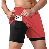 Tyzrdnac Men's 2 in 1 Athletic Quick Dry Shorts,Running Lightweight,Sweat Wicking Gym Workout Elastic Short