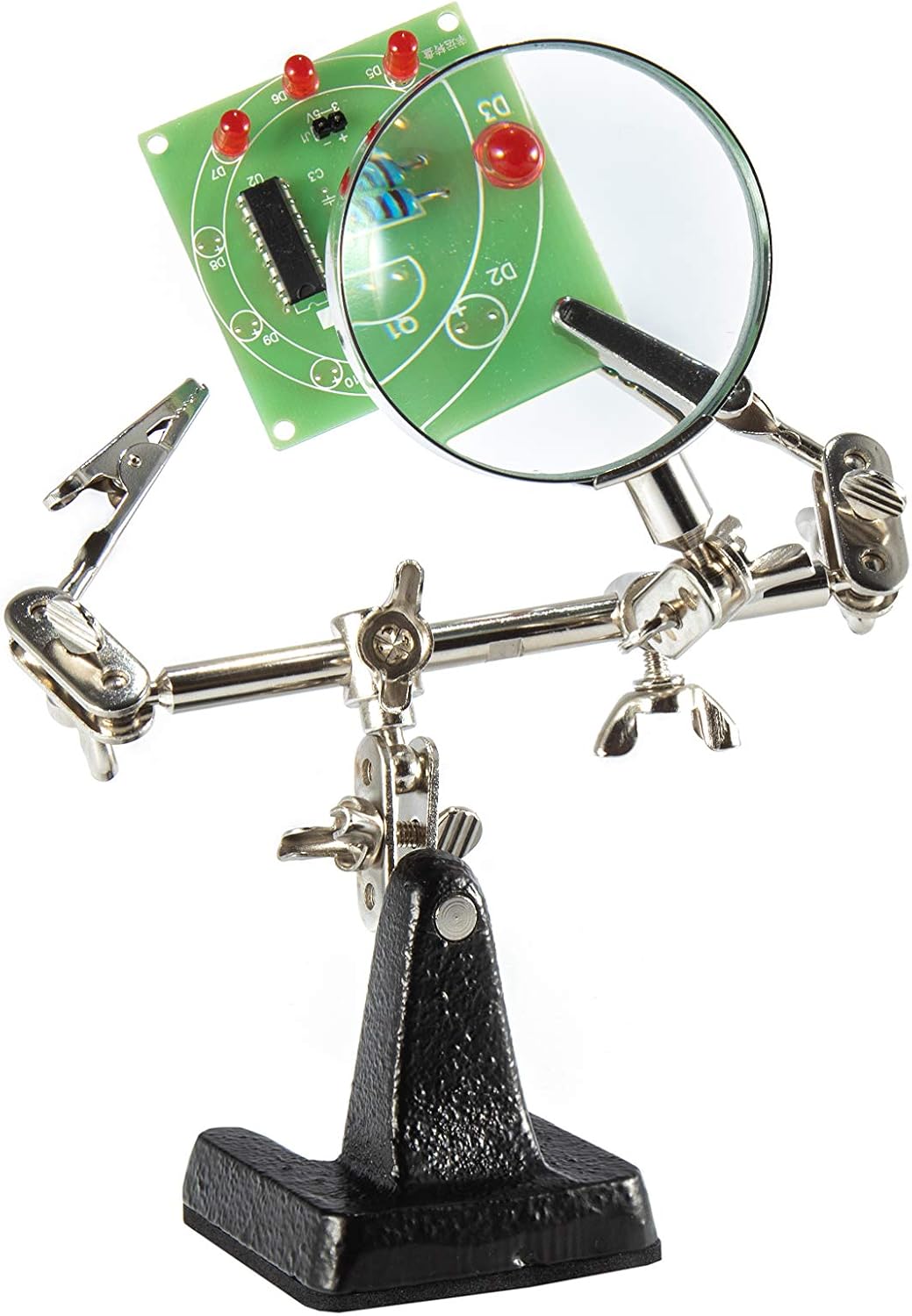Weller WLACCHHB-02 Helping Hand with Magnifying Glass and 2 Alligator Clamps, Silver - Image 3