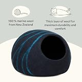 MEOWFIA Cat Cave Premium Felt Bed Merino Wool Large Black Aqua view 3