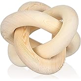 Yalikop 3 Link Wood Knot Decor Rustic Home Décor Accents Hand Carved Coffee Table Decoration, Boho Chain Link Decoration, Modern Shelf, Rustic Objects for Home Living Room Bedroom(Natural)