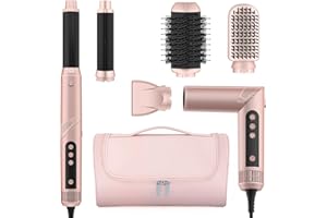 MESCOMB Hair Dryer Brush 5 in 1-110,000 RPM High-Speed Frizz-Free Blow Dryer for Fast Drying, Multi Hair Styler with Auto-Wrap Curlers, Blow Dryer Brush for Straightening Volumizing Curling Styling