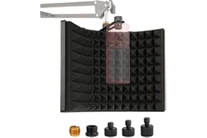 Microphone Isolation Shield, Foldable Mic Sound Absorbing Foam for Condenser Microphone Mic Arm Stand Recording Equipment Studio, High Density Absorbent Foam to Filter Vocal by Frgyee
