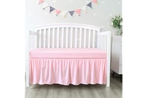 Altsuceser Crib Bed Skirt Bed Dust Cover Baby Crib Bed Skirt Soft Elastic Toddler Crib Bedding Skirt Nursery Toddler Dust Ruffle Bedding Skirt Crib Ruffle Bed Skirt Crib Bedding Skirts Pink