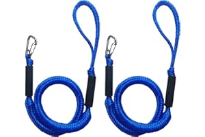 ZRSCHYG Bungee Dock Lines for Boats 4 ft, Heavy-Duty Elastic Anchor Rope with Hooks, Secure Boat Dock Lines, Jet Ski Mooring & PWC Tie Downs (Blue, 2 Pack)