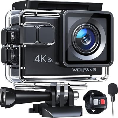 WOLFANG GA100 Action Camera 4K 20MP Waterproof 40M EIS WiFi 170 Wide Angle Mic