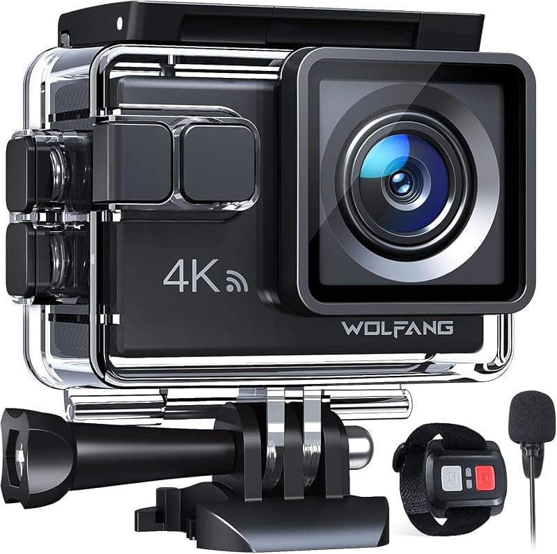 WOLFANG GA100 Action Camera 4K 20MP Waterproof 40M EIS WiFi 170 Wide Angle Mic