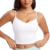 CRZ YOGA Butterluxe Womens Sweetheart Longline Sports Bra - Adjustable Thin Strap Workout Tank Tops Yoga Padded Camisole