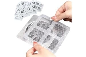 HANNAHCOS Disposable Hair Drain Stickers, 4" X 4"Disposable Shower Floor Drain Sticker, Disposable mesh Cover Sewer Filter Screen for Bathroom, Laundry,Sink,Tub,and Kitchen (30pcs)