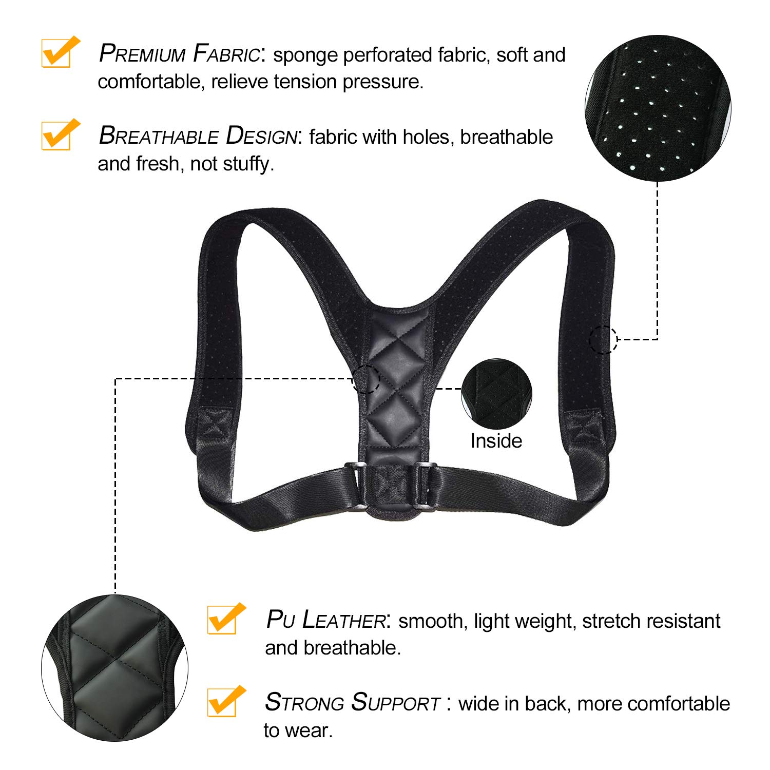 Posture Corrector for Men Women, Back Neck Brace Belts Under Clothes, Adjustable Back Shoulder Support for Back Pain Relief (L)