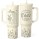 Christian Tumbler with Handle 40oz, Inspirational Gifts for Her, Religious Gift for Women Girl, Stainless Steel Insulated Coffee Travel Cup, Inspiration Gift for Christmas Birthday Mothers Day
