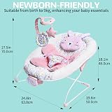 LADIDA Baby Bouncer Birth to 6 Months 3 Speeds 8 Songs Removable Toy Bar view 7