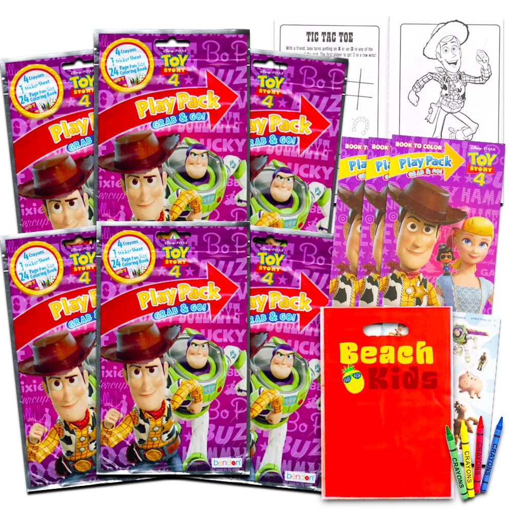 Photo 1 of Disney Pixar Toy Story 4 Party Favors ~ Bundle of 6 Toy Story Grab n Go Play Packs with Stickers, Coloring Books, Crayons (Toy Story Party Supplies)