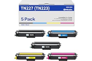 INKALFA TN227 TN-227BK/C/M/Y High Yield Toner Cartridge Compatible Replacement for Brother TN227 TN227BK TN 223 HL-L3290CDW MFC-L3770CDW MFC-L3750CDW HL-L3270CDW HL-L3210CW Printer (TN223 BK/C/M/Y, 5 Pack)