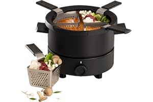 Fondussimo Evolution Small Fondue Set, Electric Fondue Pot for 4 People, Comes with 4 Perforated Baskets. for Broth and Meat 
