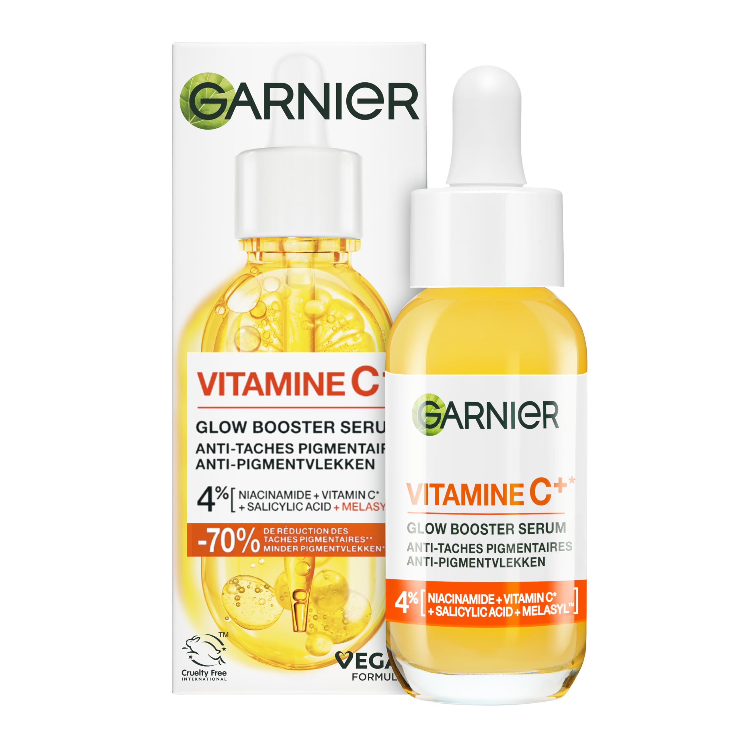Garnier Vitamin C Serum for Face, Brightening Serum with 4% [Vitamin C + Niacinamide + Salicylic Acid], Hyperpigmentation and Dark Spot Reducer & Evens Skin Tone, 30ml