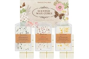 SCENTORINI Wax Melts, Premium Wax with Essential Oil, Natural Dried Flower, Rose, Lavender, Jasmine, Scented Wax Melts, 70.9g x 3, for Women/Men