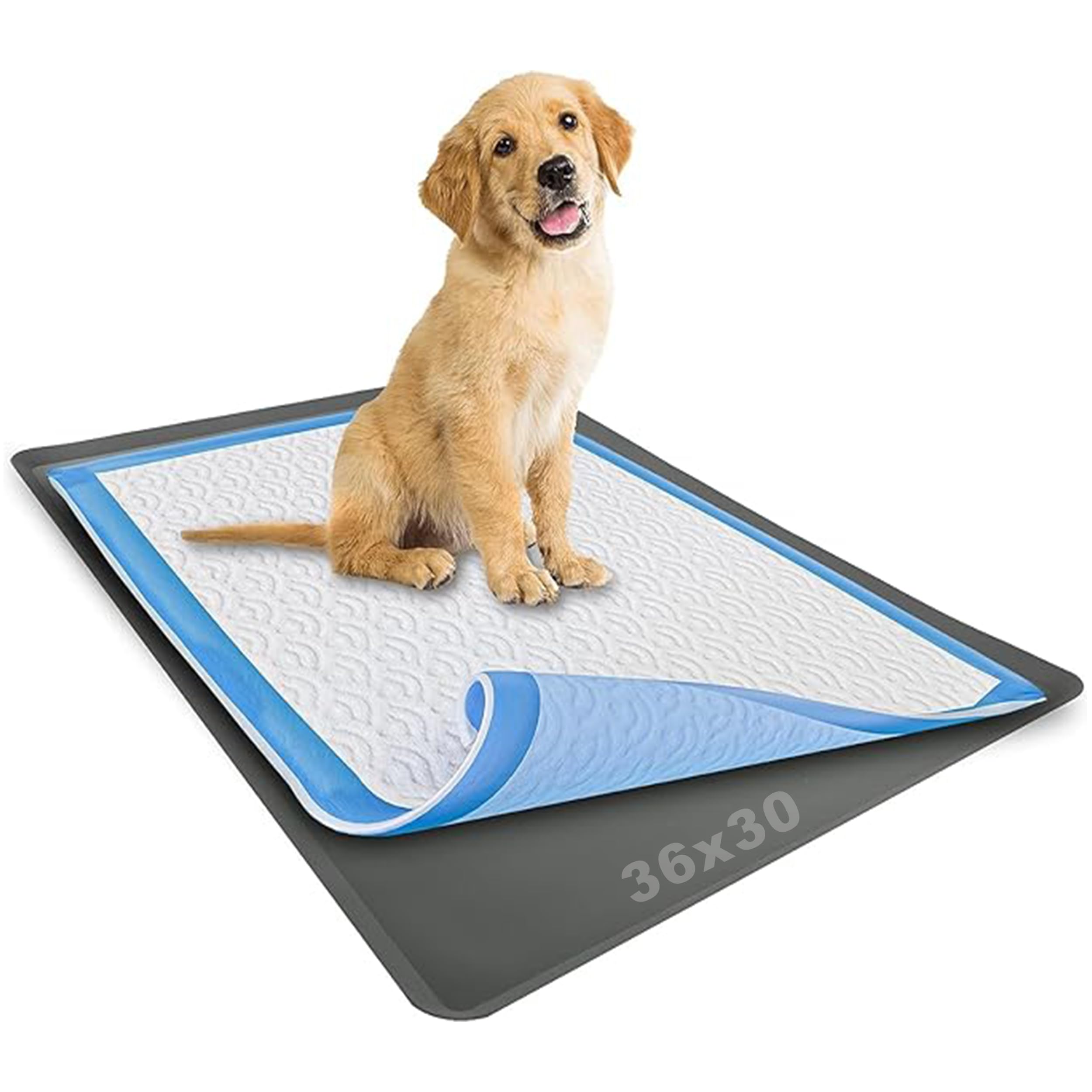Photo 1 of TidyFriend Dog Pee Pad Holder Tray Fits for 30” x 36” Wee Wee Pee Pads - Stable Grip, Raised Edges, Quick-Wipe Silicone Surface Dog Potty Tray Holder for Indoor Flooring Protection (Grey)