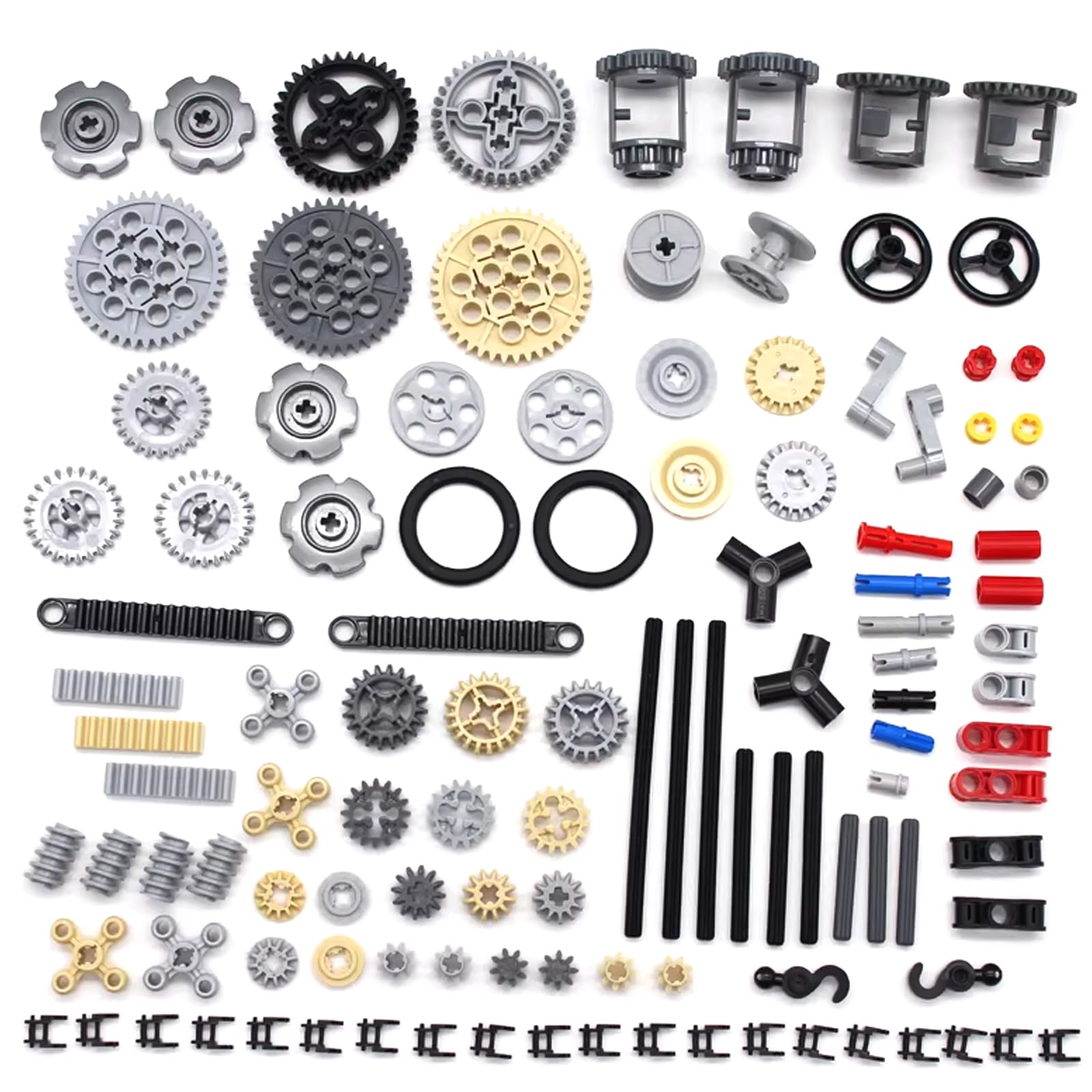 DAVBNM 116PCS Technic Spare Parts, Technic Gear Chain Link Connectors Bricks Sets, Replacement Parts, Compatible with Technic Parts