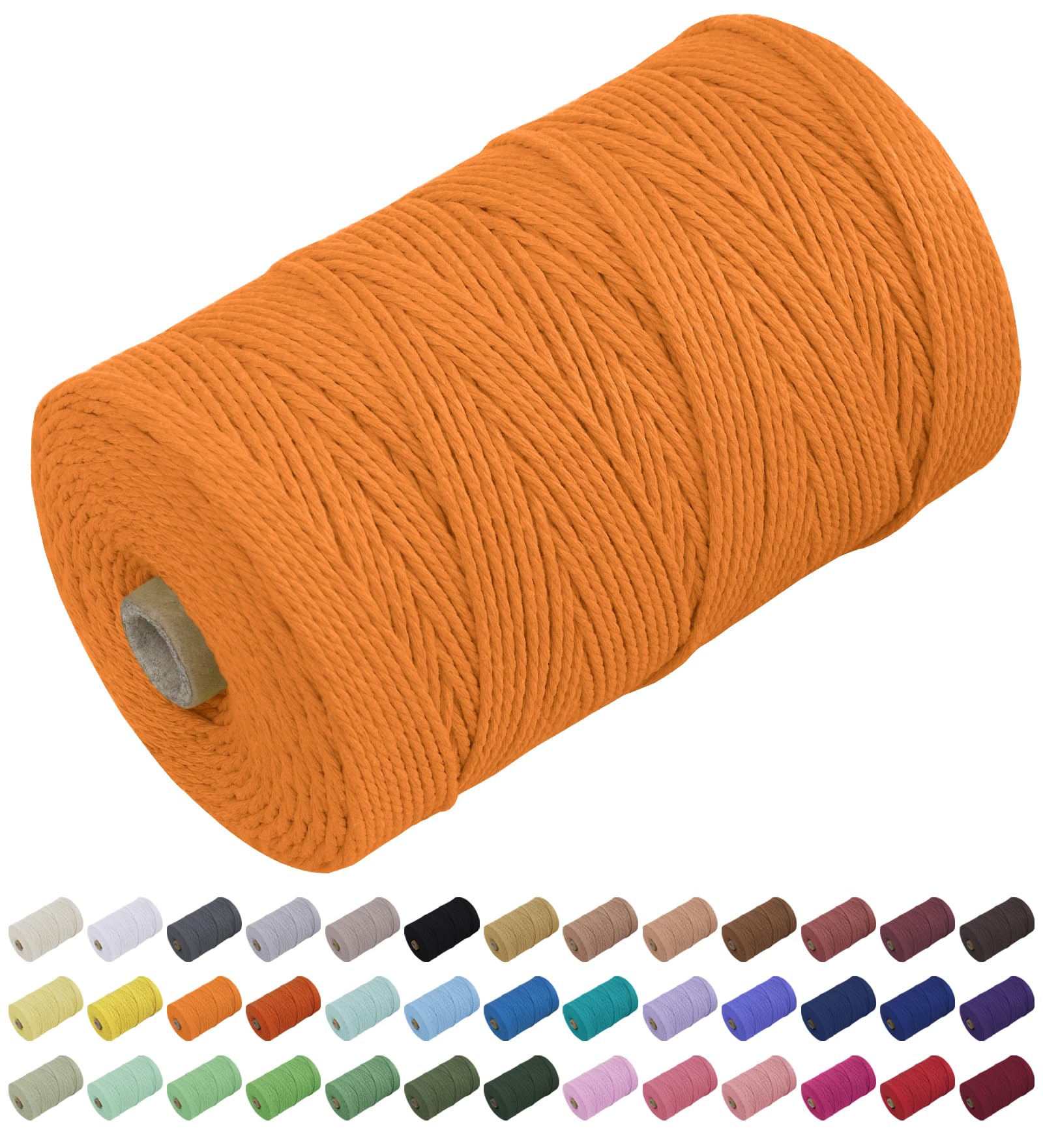 Uiopa Macrame Cord 2mm x 350m, Thick Rope Yarn Natural Cotton Cord, 3-Ply Macrame String for DIY Crafts, Plant Hangers, Wall Hangings, Decorations (Golden)