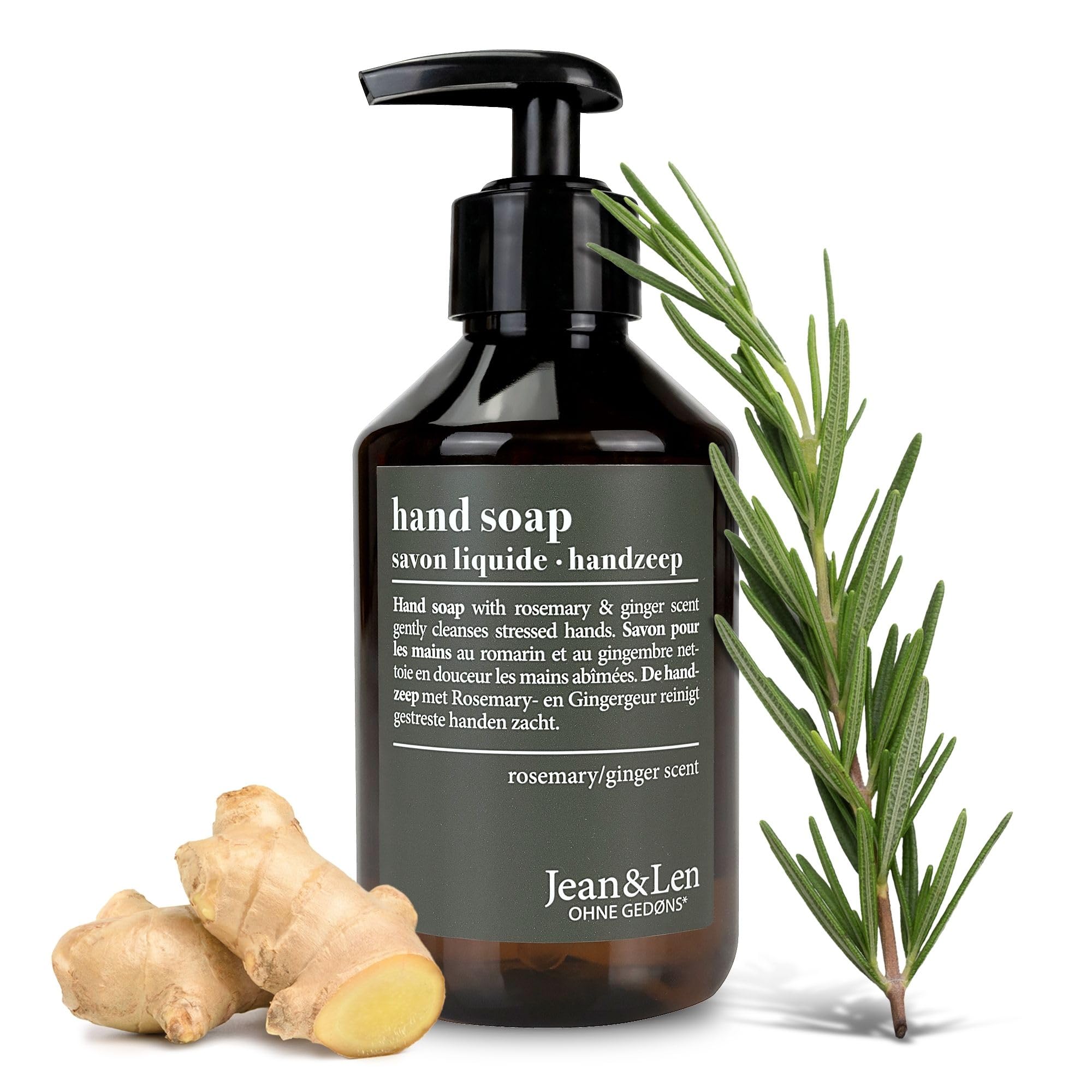 Jean & Len Handseife Rosemary & Ginger, ohne Parabene, 250 ml