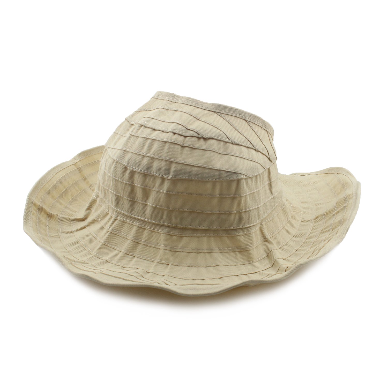 Womens Sun Hat SunJolly Portable Summer Wide Brim UV Protection Floppy Foldable Roll Up Beach Hat and 2PCS Parent-Child Hat for Travel (Women, Beige)