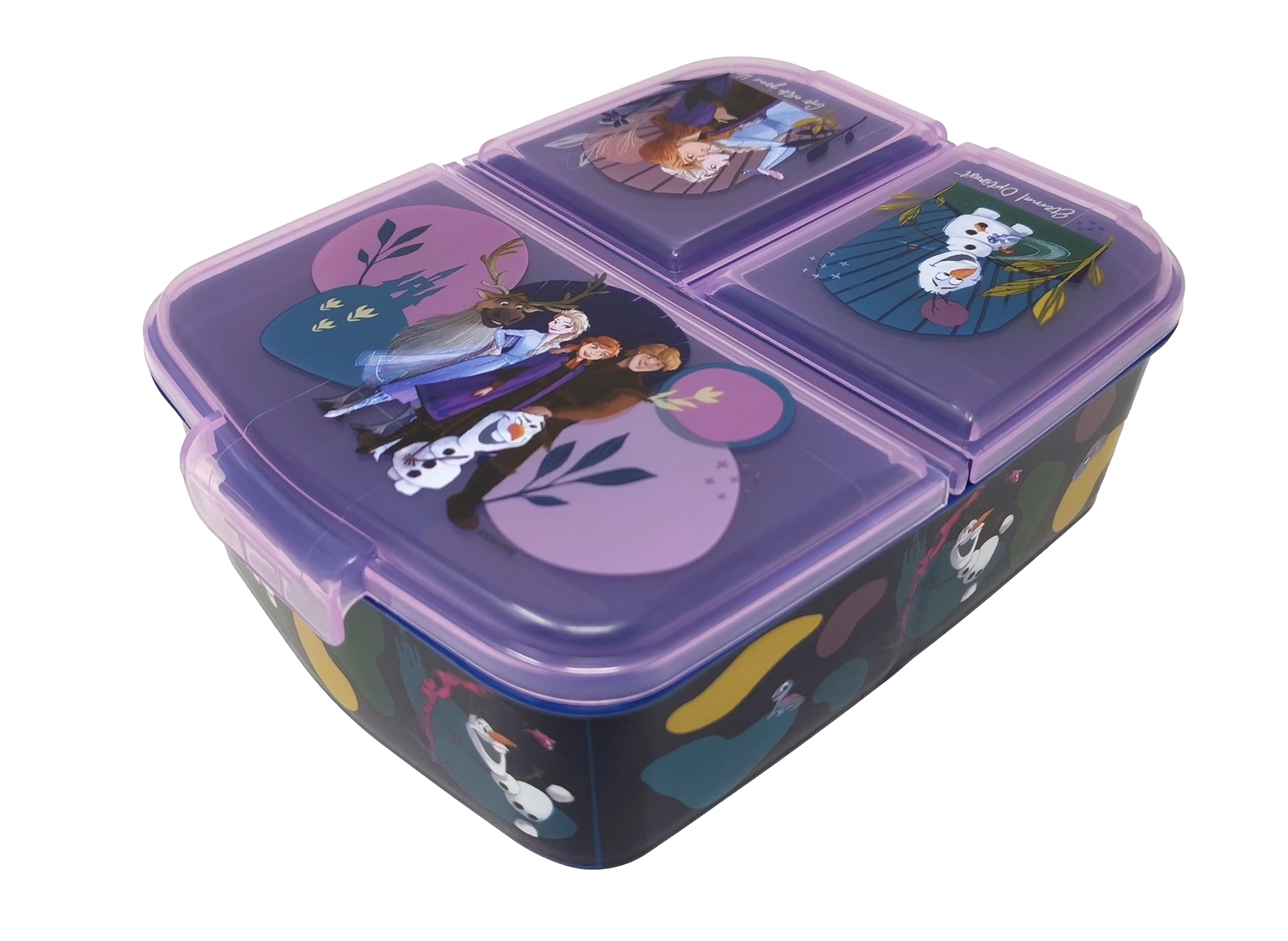 Theonoi Children's Lunchbox, Sandwich Box with Compartments and Dividers, Nursery Lunchbox Made of BPA-Free Plastic - Frozen II