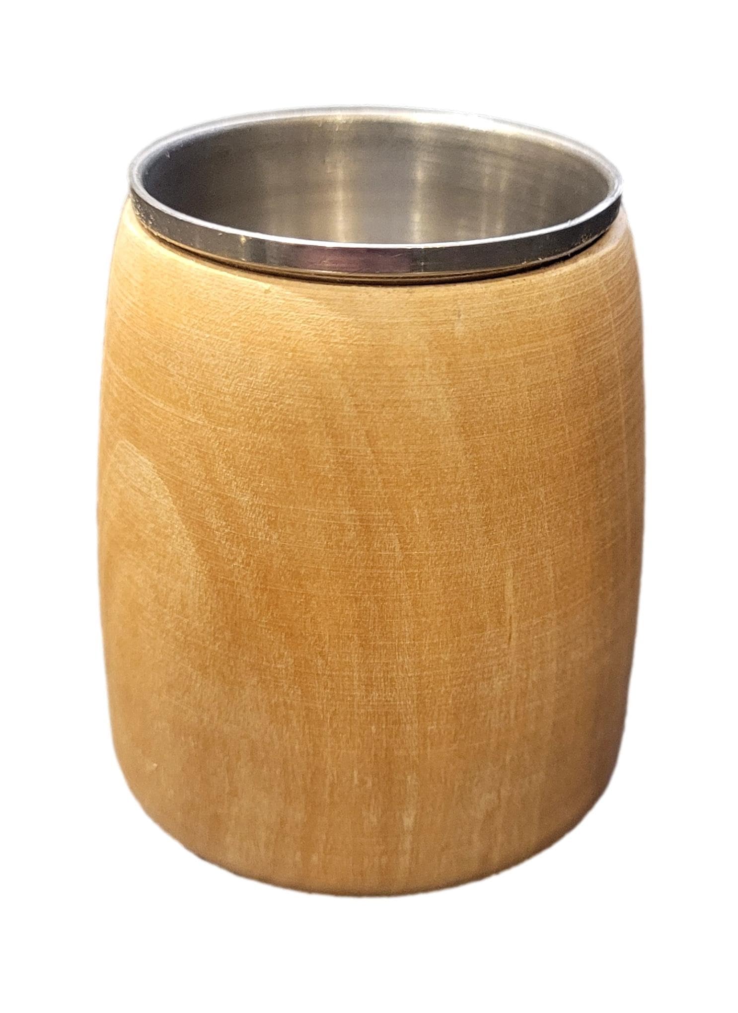 Wooden World - Set of 4 Premium Wooden Alcohol Shot Glass with Metal Insert - Light Brown