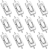 SUPERFINDINGS 12Pcs Brass Fold Over Clasps 0.9x0.3Inch Platinum Jewelry Extender Micro Foldover Extension Clasp Set with Hole for Bracelet Necklace Jewelry Extender,Hole:1mm