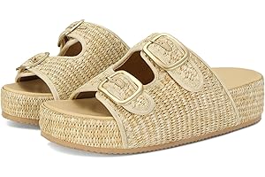 MICIFA Platform Sandals for Women Espadrille Wedges Summer Beach Sandals Comfortable Cute Woven Straw Crochet Sandals Shoes Casual Adjustable Double Buckle Strap Sandals