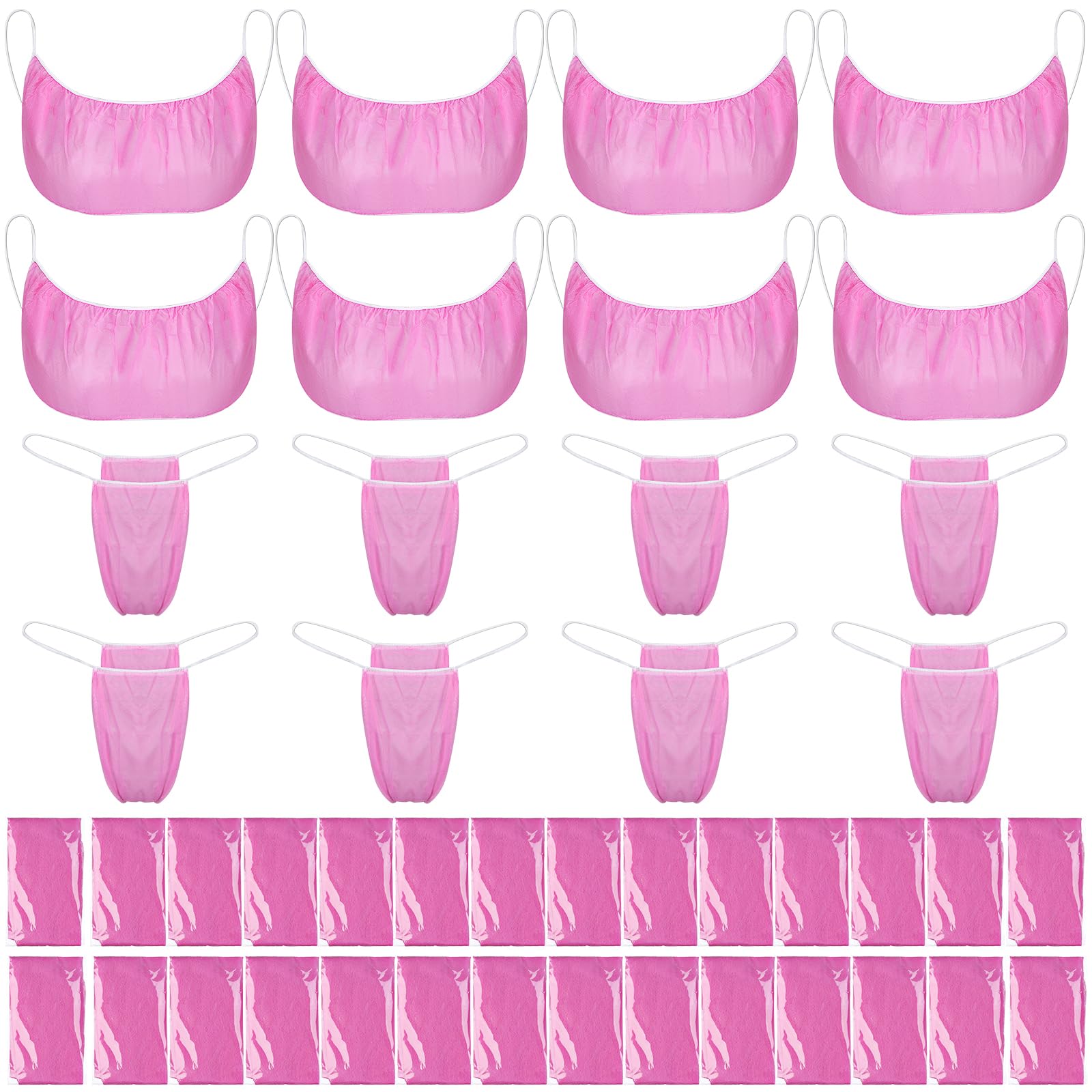 Photo 1 of 100Pcs Disposable Bra and Panties Women Disposable Bikini T Thong and Bra Spa Underwear for Spa Massage Spray Tanning (Pink)