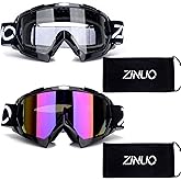 ZJNUO Dirt Bike Goggles,2 Pack ATV Goggles Motocross Off Road Riding Motorcycle goggles Racing MX UTV Goggles