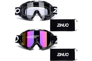 ZJNUO Dirt Bike Goggles,2 Pack ATV Goggles Motocross Off Road Riding Motorcycle goggles Racing MX UTV Goggles