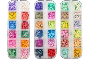 LOPURO 3 Boxes Flower Butterfly Nail Art Slices, 3D Polymer Clay Mini Slices Resin Making Flakes Charms Colorful Nail Art Supplies for DIY Crafts Lip Gloss Cellphone Decoration