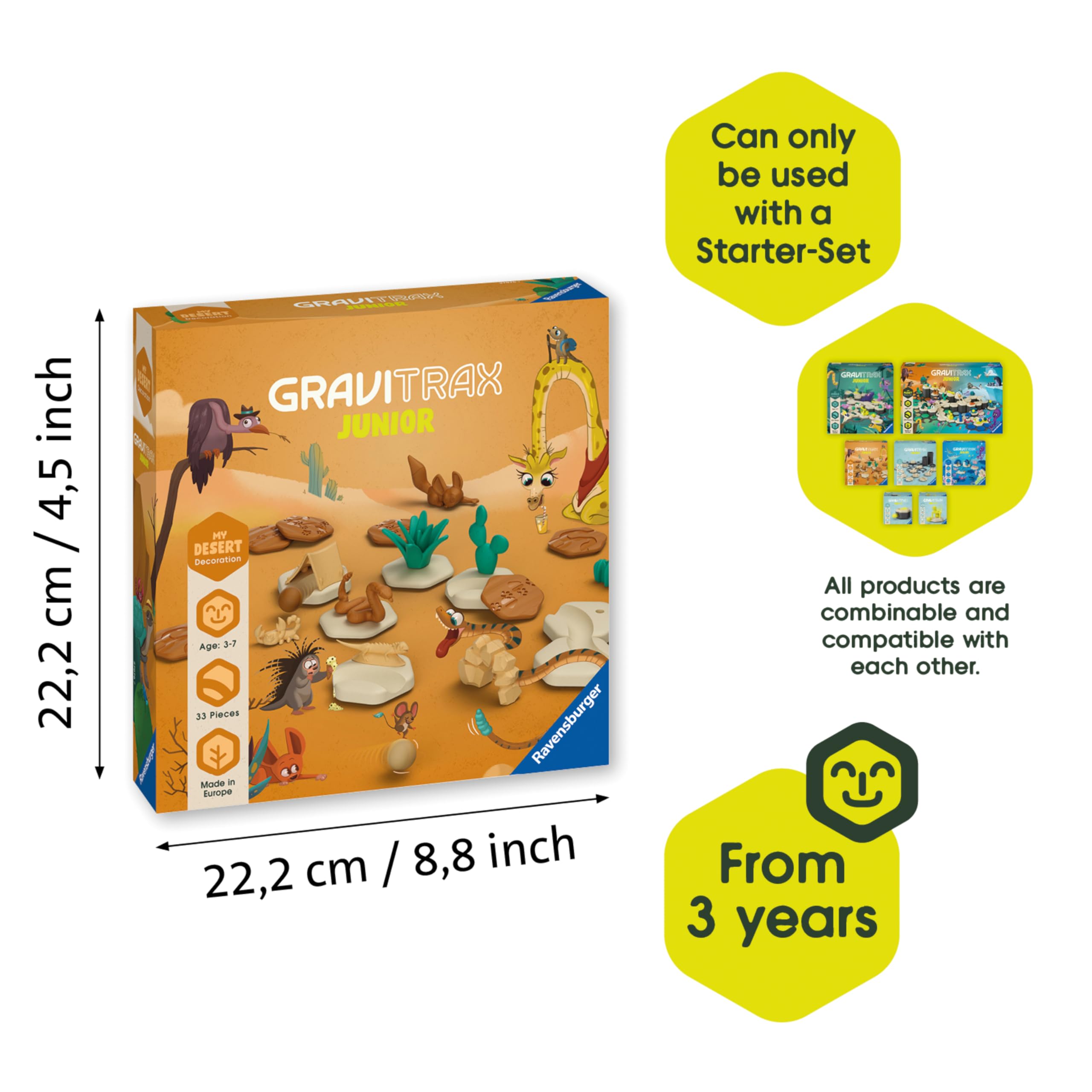 Ravensburger GraviTrax Junior Extension Desert - Marble Run, STEM and Construction Toys for Kids Age 3 Years Up - Kids Gifts