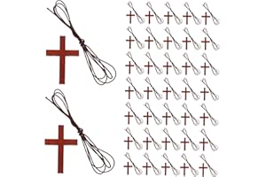 JECOMPRIS 50pcs Wooden Cross Pendant Charms for DIY Crafts Christmas Tree Ornaments Rustic Crucifix Cross Pend