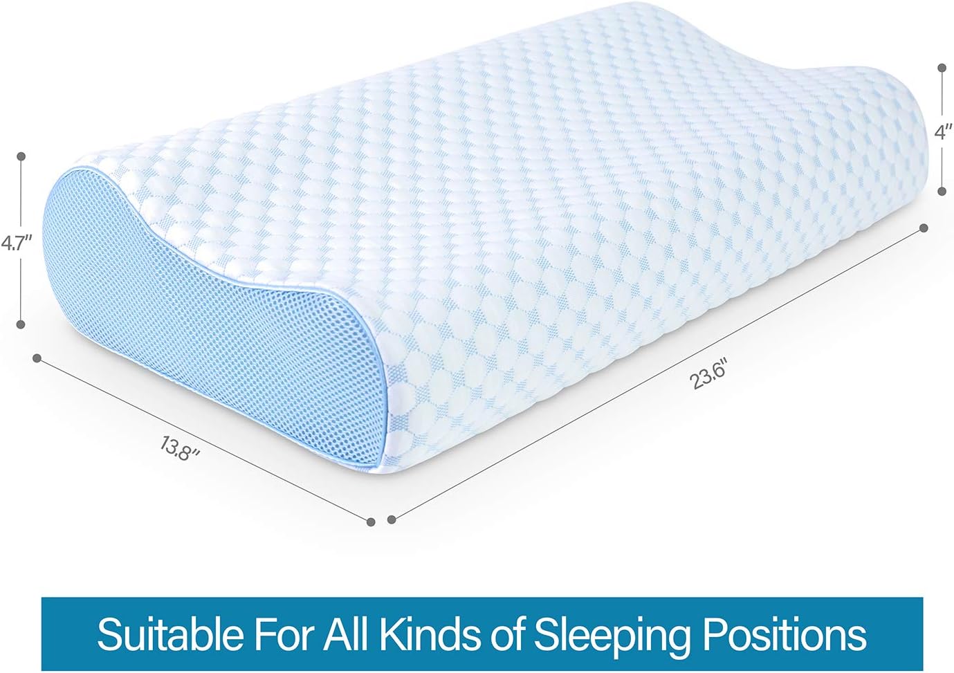 Dlight Contour Memory Foam Pillow-Ergonomic Design to Relieve Neck Pain,Sleeping Bed Pillow for All Sleeping Positions, CertiPUR-US (Soft Contour-4.7 Inch): Home & Kitchen