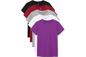 YERIOK 5 Pack Girls Shirts Short Sleeve Shirt Girls T Shirts Soft Cotton Tees Kids Tshirts Girls Clothes Summer Tops T-Shirt