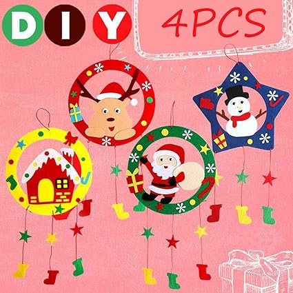 Download Amazon Com Acronde 4pcs Christmas Craft Kits Diy Pendant Christmas Festival Party Game School Activities And Door Hanging Decorations For Kids And Adults Toys Games 3D SVG Files Ideas | SVG, Paper Crafts, SVG File