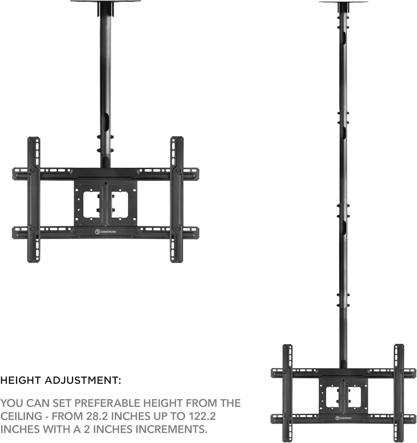 ONKRON Ceiling TV Mount Bracket Height Adjustable for 32 to 70 Inch LED LCD TVs N2L Black - Image 4