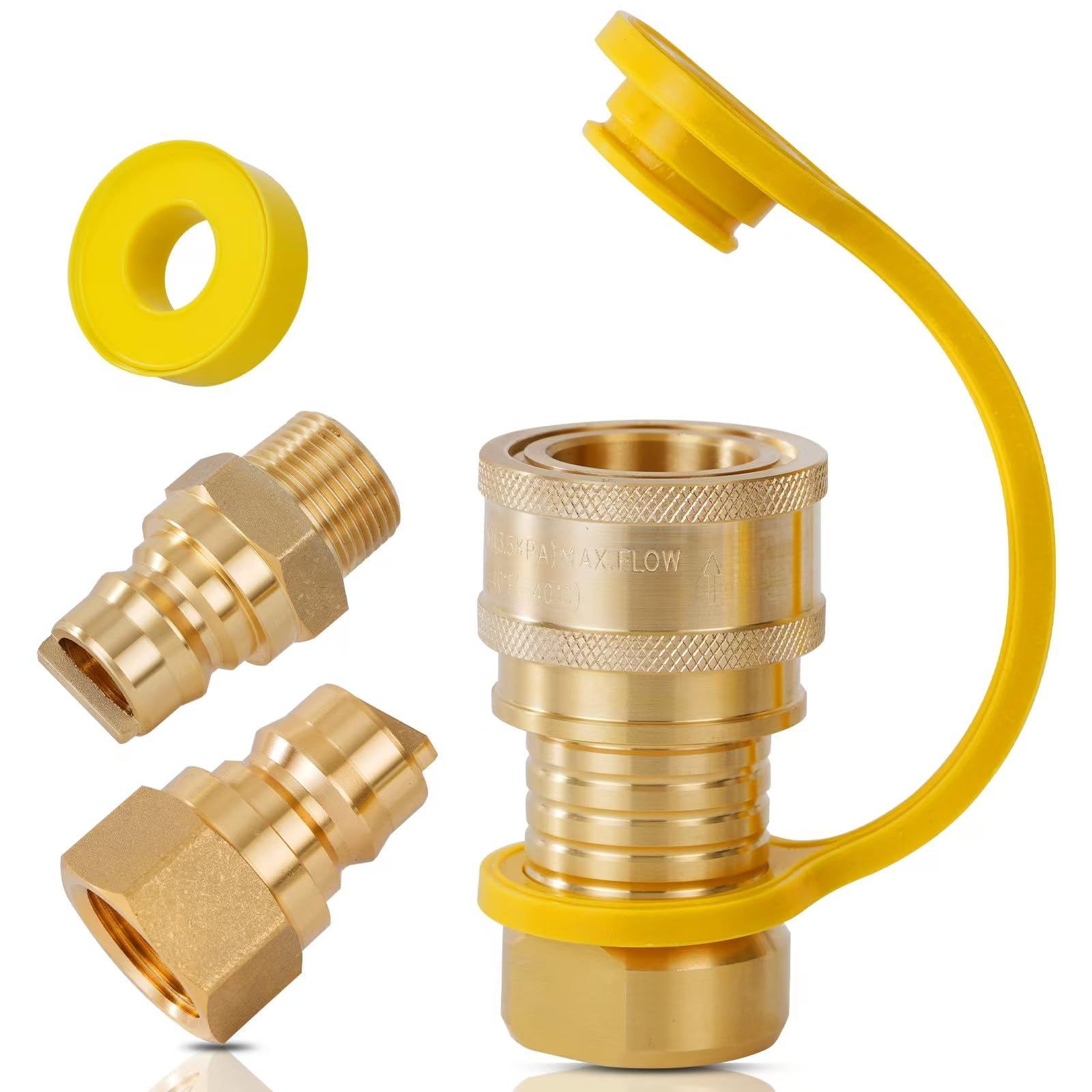 Photo 1 of 3/4 Natural Gas Quick Connect Fittings Sealed Connection?Solid Brass Propane Quick Connect Set 4 PCS, Compatible with Generators Gas Grills Fire Pits Rvs and Heaters