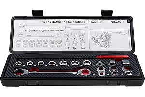 ZYphelants 15 Piece Ratcheting Serpentine Belt Tool Set,Fit for Vehicle Serpentine Belt Work with Spring,Crowfoot,Multiple So