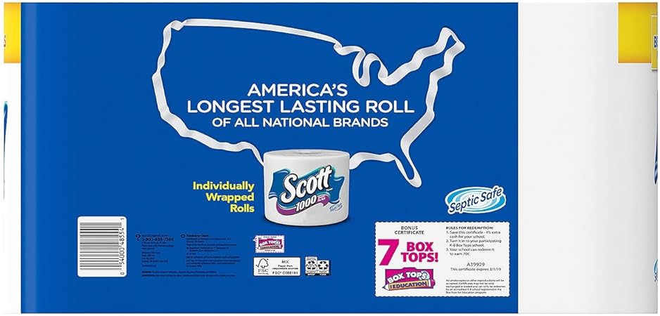Amazon Com Scott 1000 Limited Edition Bath Tissue 1 000 Sheets 45 Rolls 45 Count Pack Of 1 Health Personal Care