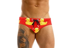 MIZOK Men's Sexy Cartoon Print Swim Bikini Low Rise Surfing Briefs Quick Dry Swimsuit Swimwear Short